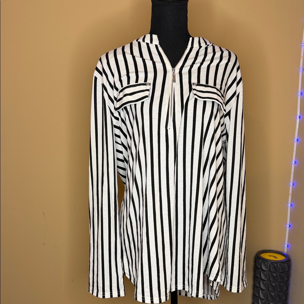 Striped Black and White Women's Blouse